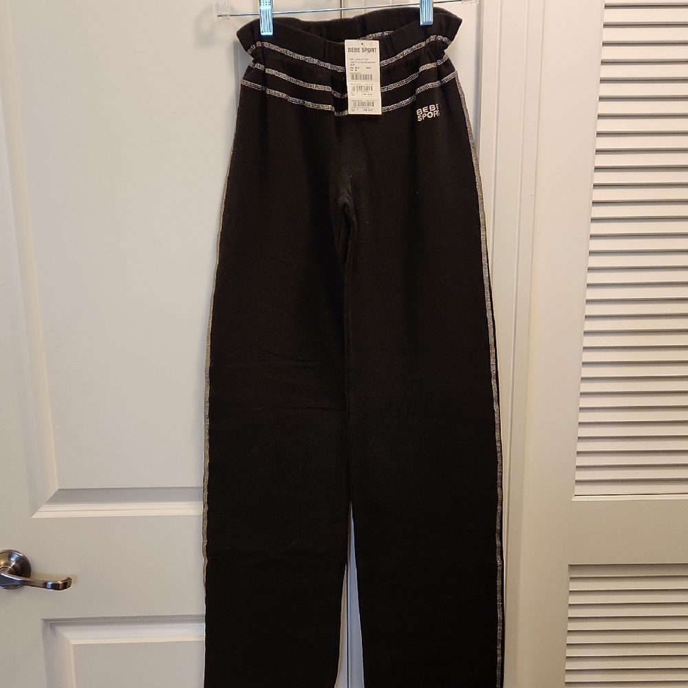 NWT bebe Black Track Pants with Silver Accents
